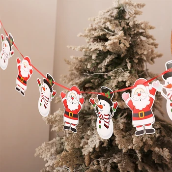 300 см Рождественские Принадлежности Санта Клаус Снеговик Бумажный Флаг Рождественское Окно Украшение Сцены отеля Баннер Рождественские Украшения