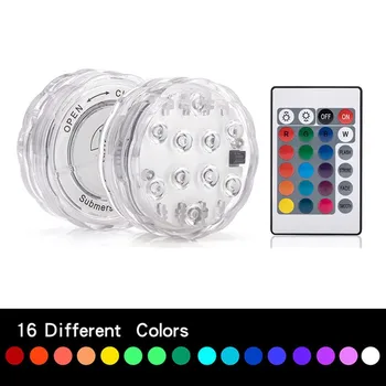 10 светодиодов Погружной светильник RGB Подводный светодиодный ночник для бассейна, светильник для наружной вазы, аквариума, пруда, дискотеки, свадебной вечеринки