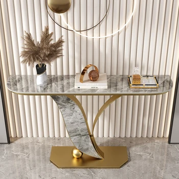 100-сантиметровый роскошный консольный стол нового стиля для входа в гостиную, шиферный столик на крыльце, креативный столик в форме листа, мебель для дома в помещении