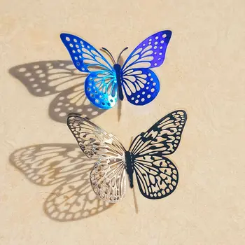 12ШТ 3D-наклейка с бабочкой на стену, сделай сам, Самоклеящаяся Настенная декоративная наклейка на стену, украшение для свадебной вечеринки, Наклейка на стену