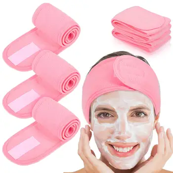 4 упаковки повязки для спа-процедур для лица, обертывание головы махровой тканью, Регулируемые банданы, лента для волос для душа, эластичное полотенце для ванны, макияжа, занятий йогой и спортом
