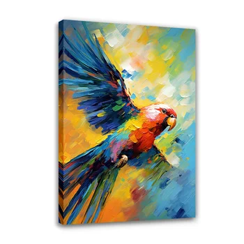Forbeauty Живопись на холсте с распылением птиц с красными перьями, водонепроницаемые настенные картины маслом, плакат для домашнего декора