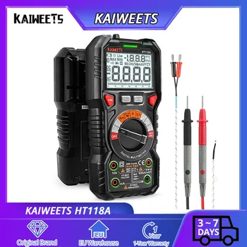KAIWEETS HT118A Цифровой мультиметр TRMS, 6000 Отсчетов, Вольтметр, Автоматическое определение диапазона, Точно Измеряет напряжение, Ток и сопротивление
