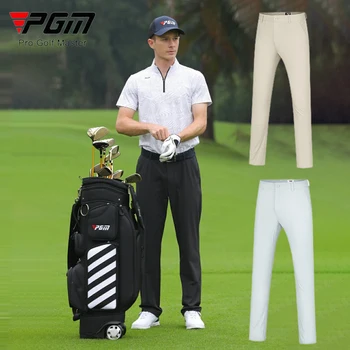 PGM Мужские брюки для гольфа Мужские быстросохнущие дышащие Длинные брюки Мужские высокоэластичные прямые брюки на молнии Повседневные спортивные брюки для гольфа 2XL-3XL