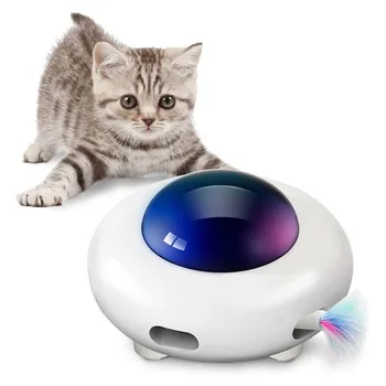 UFO Поворотный стол для домашних животных, игрушки для обучения ловле, Сменные Интерактивные игрушки для кошек с перьями, Умные игрушки-тизеры, Автоматические игрушки для кошек с перьями