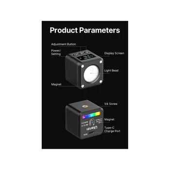 Ulanzi L2 RGB COB Mini Полноцветная фотокамера с заполняющим светом, видеосъемка, светодиодная лампа, портативный светильник для фотосъемки