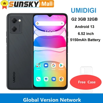 UMIDIGI C2 3 ГБ 32 ГБ 5150 мАч Аккумулятор Face ID 6,52 дюймов Android 13 MTK8766 Четырехъядерный Сетевой 4G