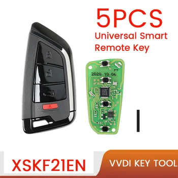 XSKF21EN Универсальный Смарт-Бесконтактный Дистанционный Ключ с 4 кнопками в стиле Ножа Брелок для -Xhorse VVDI Key Tool 5 шт./лот (Черный)