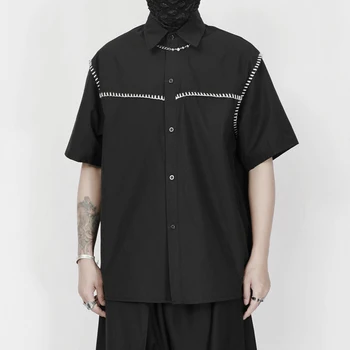 Yamamoto niche Ndnbf летняя новая рубашка мужской Корейский молодежный повседневный топ темного свободного кроя с короткими рукавами тренд