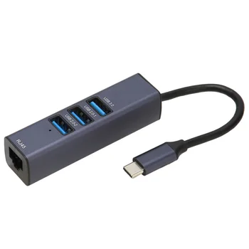 Адаптер USB C к Ethernet Порт RJ45 Gigabit Ethernet 4 в 1 USB C концентратор с отверстием для хранения для ноутбуков