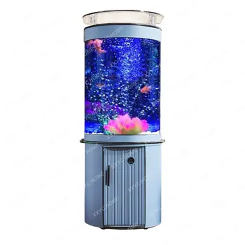 Аквариум для рыб с заменой фильтра Гостиная Небольшой Экологический Аквариум Полукруглый Домашний ТВ-шкаф рядом со светом Роскошный Рыбный шар