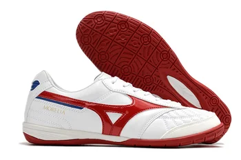 Аутентичная Мужская спортивная обувь Mizuno Creation MORELIA IC M8, Уличные кроссовки Mizuno Белого / темно-красного цвета, Размер Eur 40-45