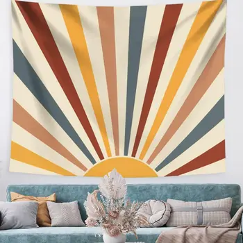 Большой гобелен Sun Rainbow для спальни и гостиной, эстетичные цвета, водонепроницаемый материал, стена Sunshine Boho, красочная