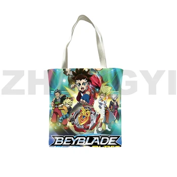 Горячая холщовая сумка Beyblade Burst, женская ручная сумка, сумка для покупок из японского аниме, мультяшная сумка с 3D принтом, сумка для ноутбука, сумка через плечо.