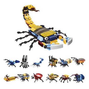 Динозавр Оса Животные Модели Зодиака Строительные блоки Для детей Миниатюрные кирпичики из частиц Игрушки для раннего развития