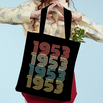 Женские сумки с ретро-графикой Винтажная сумка с принтом 1953 года Harajuku Number Shopping Bag Мода 50-х годов Винтажная женская сумка через плечо