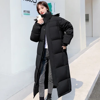 Женский пуховик, женское сверхдлинное толстое зимнее пальто, женские пуховики, Морозостойкая верхняя одежда до минус 30 градусов Цельсия