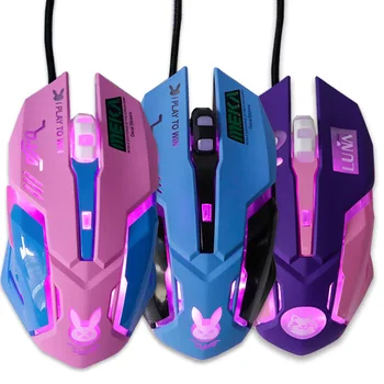 Игровая мышь с разрешением 2400 точек на дюйм, бесшумная мышь с цветной подсветкой, проводная игровая мышь USB, розовая Компьютерная Профессиональная для ноутбука Lol Data