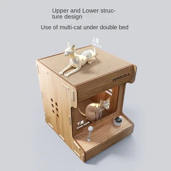 Игровая приставка POPO, доска для кошачьих царапин, наполнитель для кошачьих туалетов, встроенный гофрированный ящик, износостойкие игрушки для кошек, не оставляющие перхоти, двухэтажные