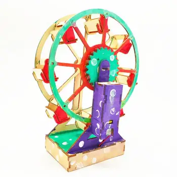 Игрушка Деревянная Детская Игрушка-головоломка 3D Конструкция Электрического колеса Обозрения Модель 