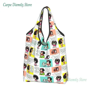 Изготовленные на заказ сумки для покупок Manga Quino Mafalda, женские портативные сумки для покупок с мультяшным рисунком Kawaii, тотализатор для покупок, сумки для покупок
