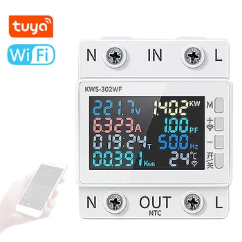 Измеритель мощности Tuya WiFi 2P Измеритель энергии Переменного тока Телефон Удаленное Управление Приложением 170-270V /63A Измеритель Напряжения И тока Стандартное Крепление На рейке