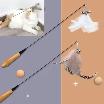 Интерактивная игрушка для кошек, Забавная игрушка для кошек с перьями, Весенний Котенок, играющий в ловушку для палочек, Продукт для зоотоваров для кошек, игрушка-палочка для кошек