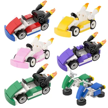 Классическая игра, многоцветный картинг, модель мотоцикла, коробка для прыжков, совместимая фигурка, игрушка-головоломка, строительный блок, кирпич, подарок MOC