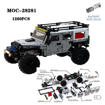 Классический строительный блок MOC-28281 4 × 4 для джипов повышенной проходимости, игрушечная модель для взрослых, детская игрушка на День рождения, Рождественский подарок