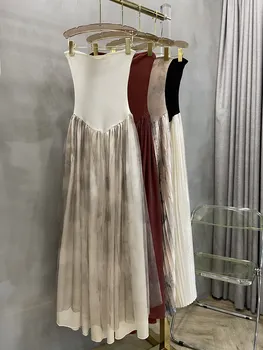 Классная плиссированная юбка растительного цвета с протертой грудью, эстетическое ощущение холода