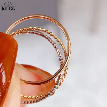 Кольца KUGG из белого, желтого и розового золота 18 карат, креативный дизайн кроссовера, обручальное кольцо для женщин, высокое ювелирное качество