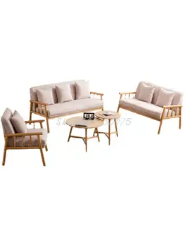 Комбинированный диван в скандинавском стиле для гостиной мебель из массива дерева простой стиль трехместный тканевый двухместный диван-кресло для маленькой квартиры