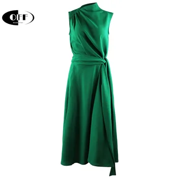 Корейские модные зеленые женские платья без рукавов для женщин, летнее платье для работы в офисе, элегантная женская одежда, халат ZA