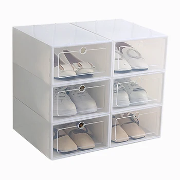 Коробка для обуви из 6 предметов яркого цвета, Прозрачная пластиковая коробка для хранения обуви, шкаф для обуви, прямоугольный ящик для хранения, белый