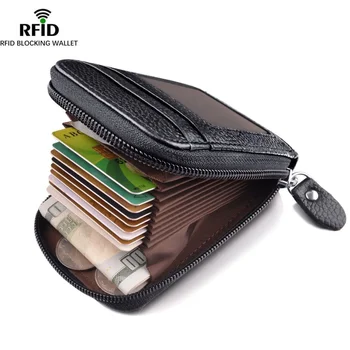 Кошелек для мужчин, держатель для кредитных карт, RFID Блокировка, карман на молнии, кошелек для мужчин, Rfid Мужской кошелек