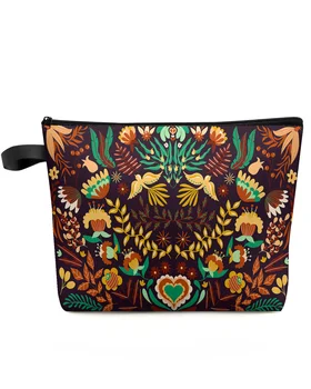 Красочная Мексиканская цветочная птица, косметичка, сумка для путешествий, женские косметические сумки, туалетный органайзер, пенал для хранения