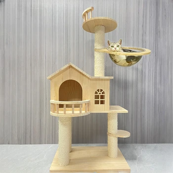 Креативное Кошачье гнездо из массива дерева, Рама для скалолазания, Многофункциональная космическая капсула, Вилла для кошек, Многослойная платформа для прыжков, игрушка для домашних животных
