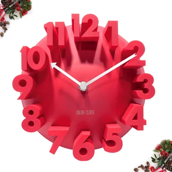 Креативные цифровые настенные часы, бытовые декоративные настенные часы, декор для гостиной, немой будильник (красный без)