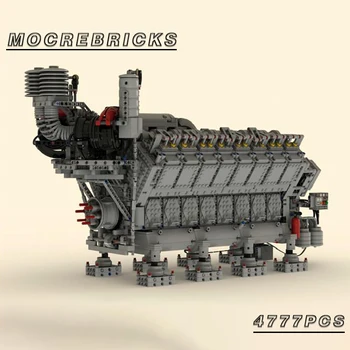 Креативный строительный блок из мелких частиц MOC Модель дизельного двигателя V16 