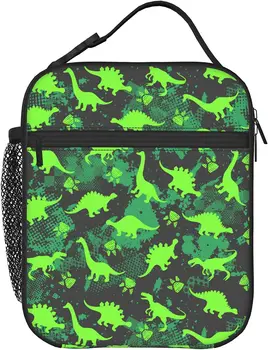 Ланч-бокс с рисунком следов динозавров, изолированная сумка для ланча, Многоразовая сумка для ланча, сумка-холодильник, контейнер, Водонепроницаемый