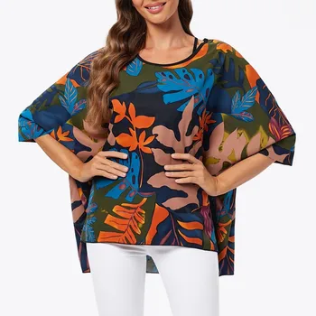 Летняя Новая тонкая шифоновая блузка-рубашка для женщин С рукавом 