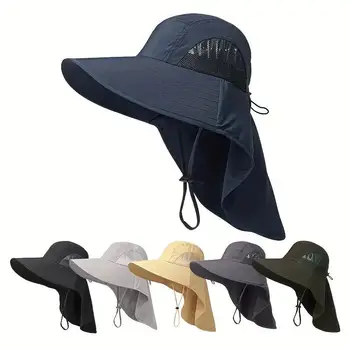 Летняя солнцезащитная шляпа для рыбалки, Летние дышащие походные кепки для кемпинга, солнцезащитная шляпа с защитой от ультрафиолета, кепки с горловиной, мужская Панама