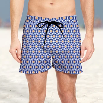 Летом 2023 года Новые мужские винтажные пляжные 3D шорты Little Butterfly, модные быстросохнущие шорты в стиле курортных тропических джунглей