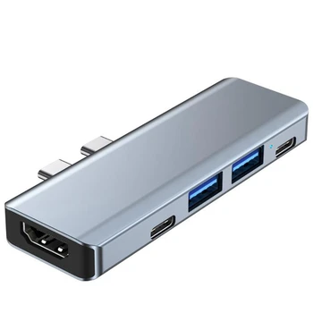 Лучшие предложения USB-концентратор Type C, совместимый с док-станцией MST 4K USB C HUB, подходит для компьютерной адаптации Pro Air Apple