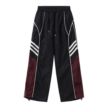 Мешковатые брюки-карго в контрастную полоску для мужчин и женщин, Pantalones Hombre, свободный комбинезон в стиле хип-хоп, Y2k, брюки оверсайз