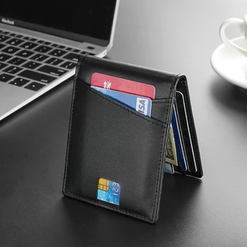 Многофункциональный мужской кошелек с блокировкой, держатель для кредитных карт, короткие кошельки в простом стиле с зажимом для денег
