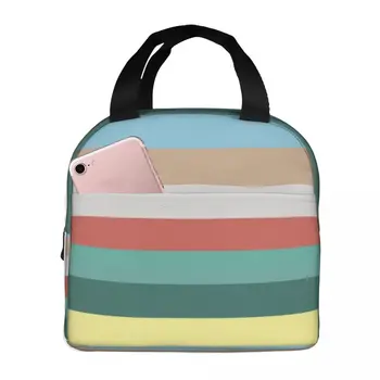 Многоцветные термоизолированные сумки для ланча в 9 полос, многоразовые сумки для хранения продуктов, ланч-бокс-холодильник, сумка для рабочего ученика