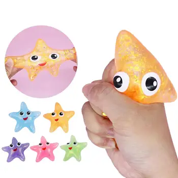 Морская звезда, сжимающая игрушку, отскакивающая, сияющая блестками, милая мини-игрушка для щипков, снимающая стресс, TPR, креативная, сжимающая декомпрессионную игрушку