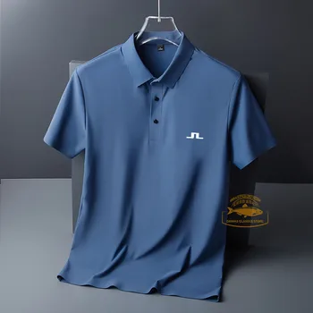 Мужская рубашка для гольфа J, модная повседневная летняя дышащая футболка поло из ледяного шелка, спортивная футболка, мужские топы для гольфа