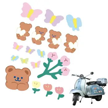 Наклейки для мотоциклов Цветы Наклейки для автомобилей на шлем Виниловые водонепроницаемые наклейки для байкеров с цветочным медведем Наклейка на электромобиль Мото Авто